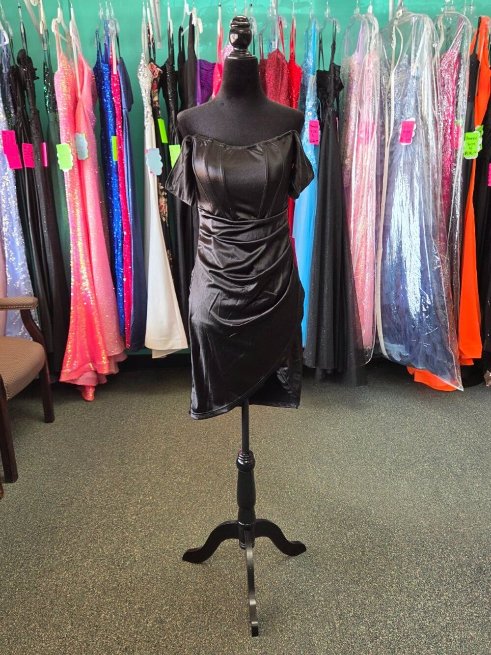 Homecoming Short Dress Black Satin Size 4 Private Label Muse Formal